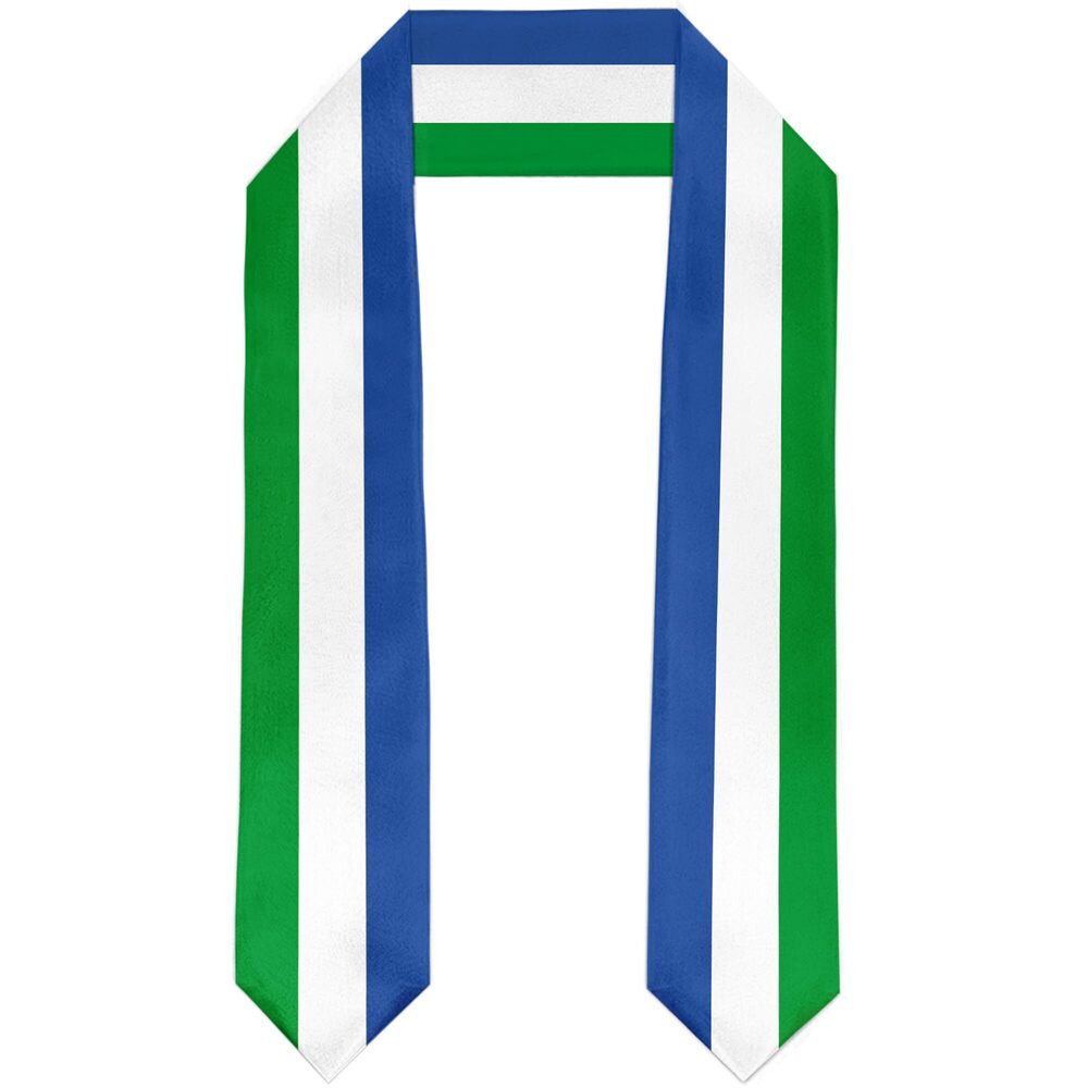 1538 Sierra Leone Flag Graduation Stole Satin Sash Scarf for Study Aboard
